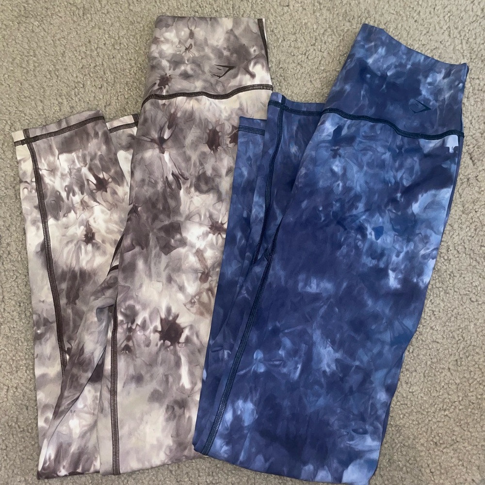 Women’s Tie-Dye Leggings Set - Blue and brownish
